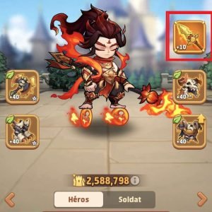 1- Go to your hero gear and click on his weapon