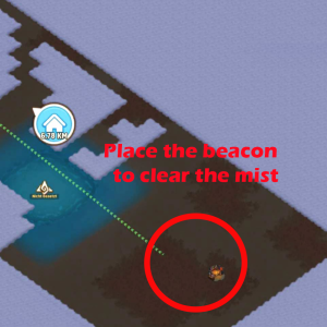Place a beacon next to the ruins so that there is enough space for members to stand there.